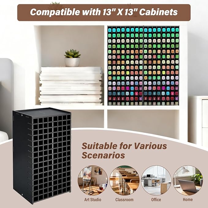 Marker Organizer,120-Slots Marker Holder with Adjustable Divider, Desk Marker Storage Organizer for Pens Colored Pencils Art Brushes Home Office Art Room and Classroom