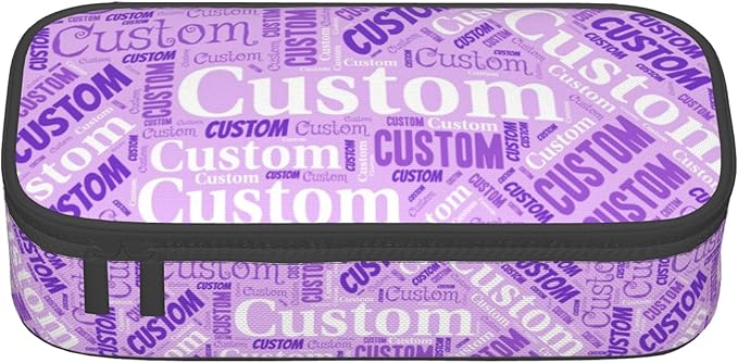 Custom Pencil Case with Name, Personalized Pen Bag Add Your Image Text, Large Storage Students Stationery Pen Box with Zipper Durable Pencil Box for Girls Boys Office School