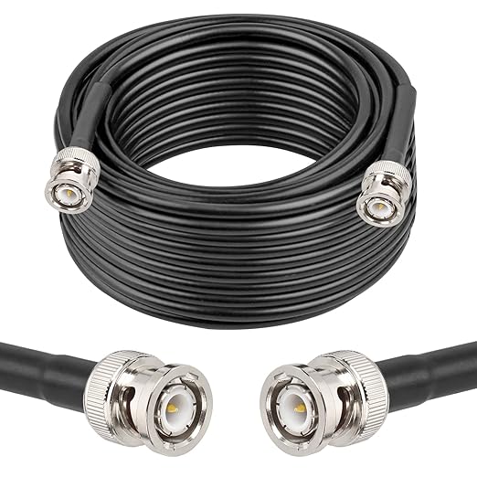 BNC Male to BNC Male Coax Cable 40ft, 50 Ohm RG58 Coaxial Cable with BNC Connectors, Black