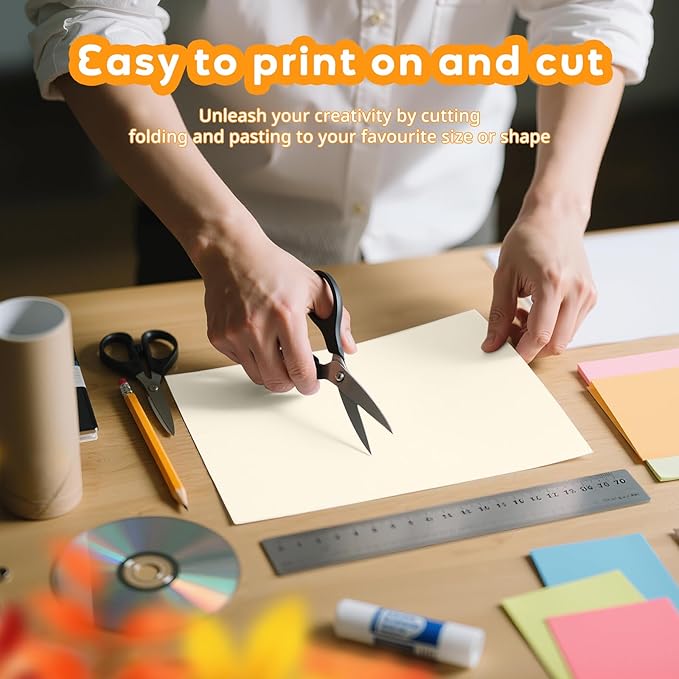 120 Sheets Cream Cardstock Paper,Cardstock 8.5" x 11",White Card Stock 8.5x11,Construction Paper,Cream Card Stock for Printing,Drawing,Tags,Cards Making,Certificate,Invitations,DIY Cards,Menus,Wedding