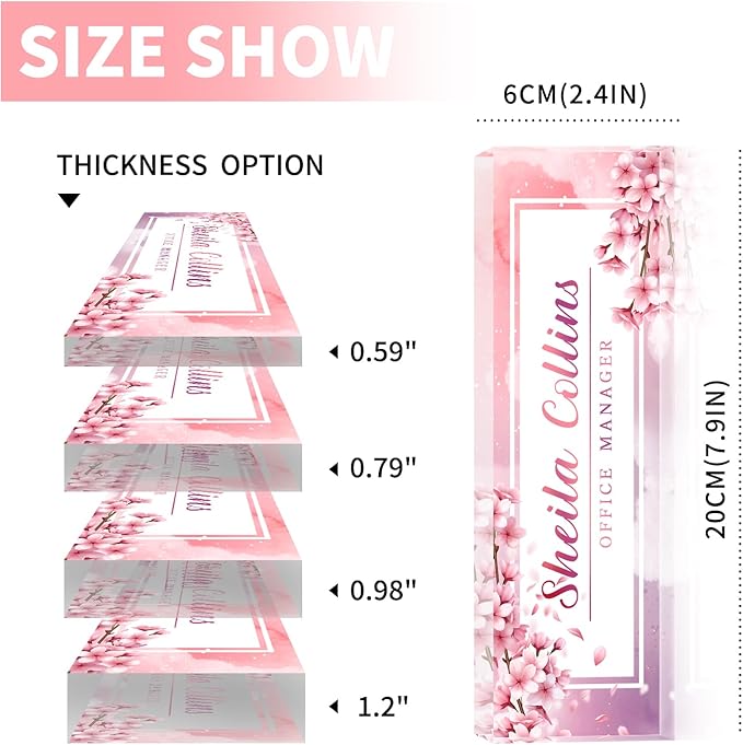 Custom Name Plate for Desk, Employee Appreciation Gifts, Acrylic Desk Name Plate Personalized, Office Decor, Funny Office Gifts for Coworkers Boss Teacher (Peach Blossom)