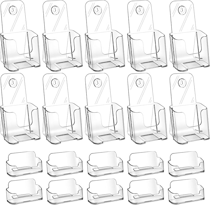 zavekia 10 pack Acrylic Brochure Holder.4x9 Inches Brochure Holder Wall Mount Clear Countertop Organizer Literature Holders (10)