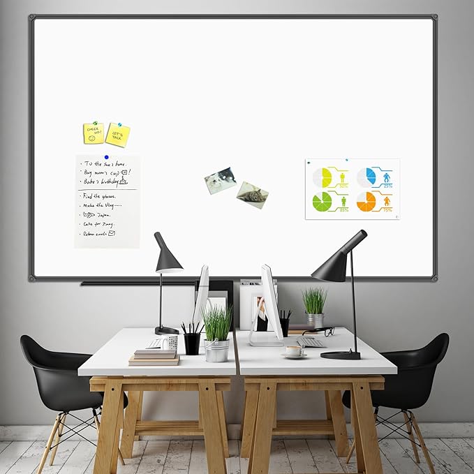 JILoffice Large Magnetic White Board, Dry Erase Board 72 x 48 Inch, Black Aluminum Frame Wall Mounted Board for Office Home and School