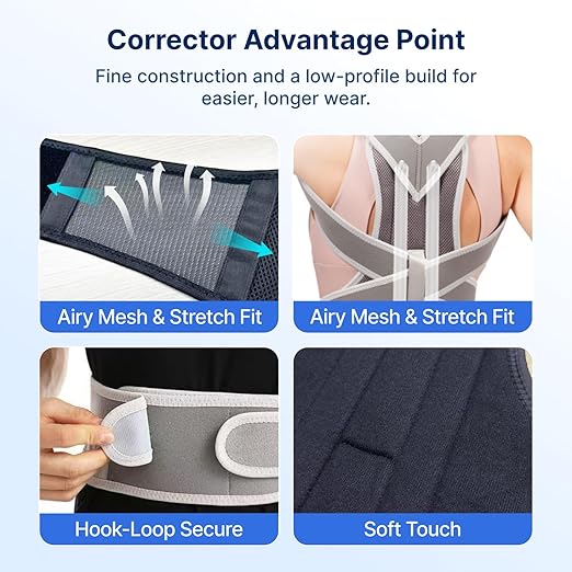 Adjustable Posture Corrector for Women & Men, Full Back Brace Support for Upper Back, Shoulder & Neck, Plus Size Back Brace for Posture & Lower Back Pain Relief (Black, Large)
