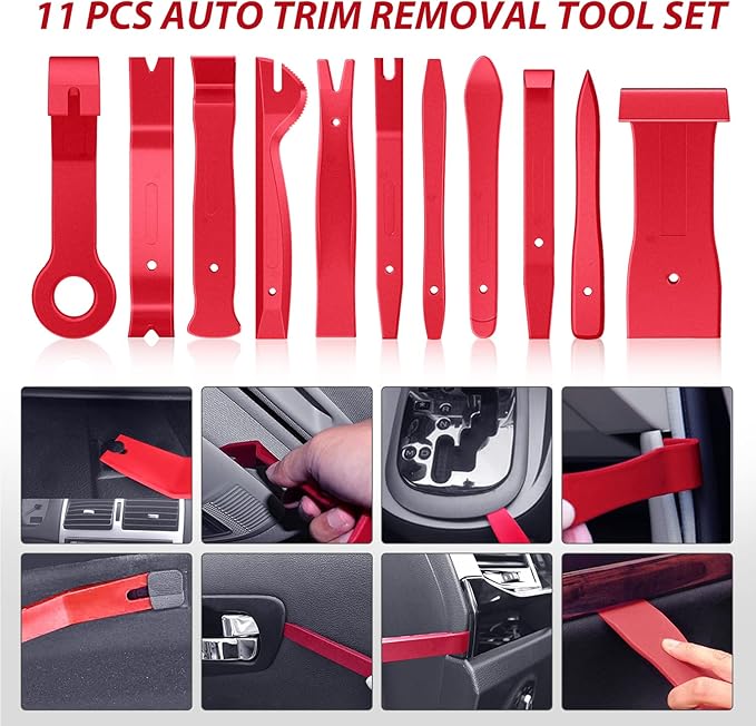 Nilight Trim Removal Tool 102 Pcs, Auto Push Pin Bumper Retainer Clip Set Fastener Terminal Remover Tool Round Handle Crowbar Kit Car Panel Radio Removal Auto Clip Pliers