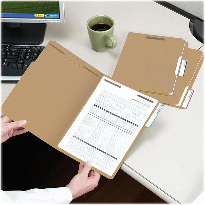 Smead Fastener File Folder, 2 Fasteners, Reinforced 1/3-Cut Tab, Legal Size, Kraft, 50 per Box (19837)
