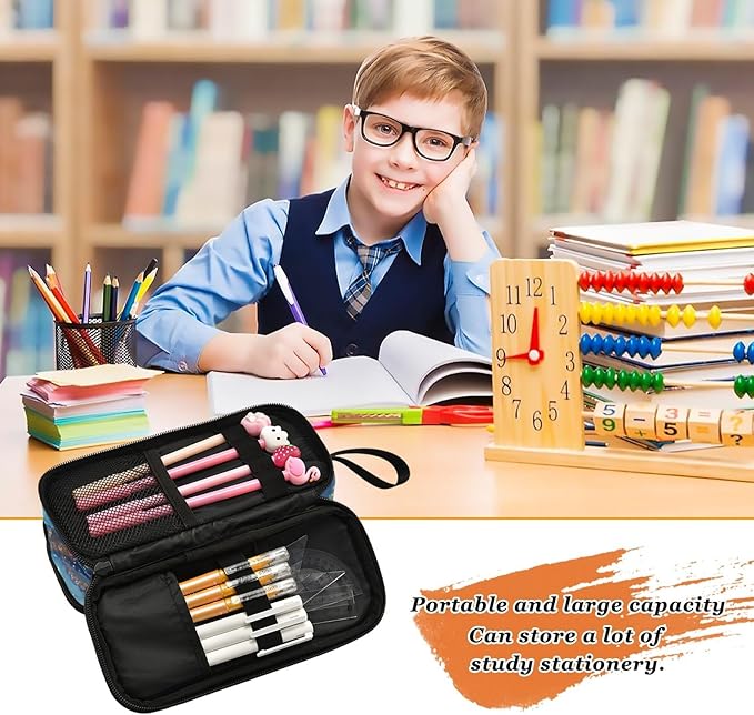 Custom Octopus Galaxy Pencil Case Box Boys Girls Personalized Name Large Pencil Pouch Stationery Pen Bag Organizer for Kids Adults School Office