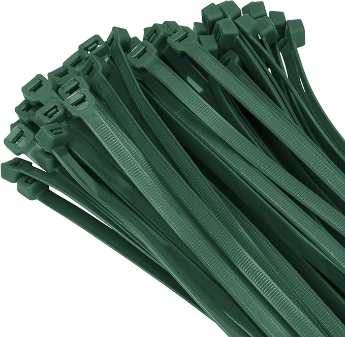 100PCS 18 inch Zip Ties 120LBS Tensile Strength Self-Locking heavy duty UV Resistant Cable Tie Wraps for indoor and outdoor use(dark green)