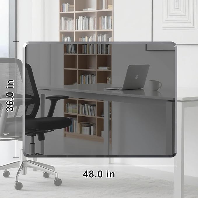 MESAILUP Beveled Edge Irregular Office Chair Mat for Carpet or Hardwood Floor Crystal Grey 36" x 48" for a Smooth Glide and Easy Roll On/Off, Heavy Duty and Non-Slip Floor Chair Mat