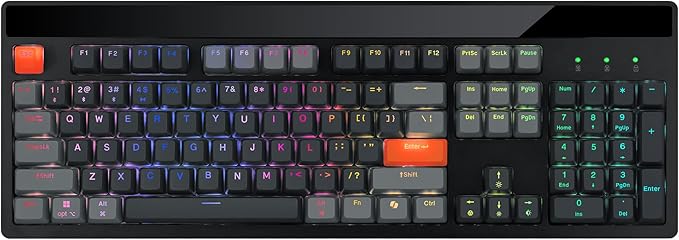 ADESSO Easytouch 1300 Mechanical Keyboard RGB Illuminated Hot Swappable Red Switches Wired Wireless Bluetooth Gaming Keyboard with Copilot AI Hotkey for Windows Mac