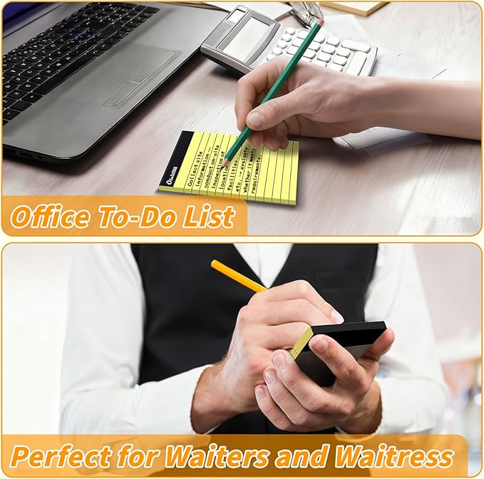 Oleitodh 4x6 Notepads – 48 Pack Yellow Memo Pads Small Writing Pads with Perforated Lined Pages, Mini Note Pads 50 Sheets per Lined Note Pads 4x6, Pocket Notepads for Office School Home Supplies