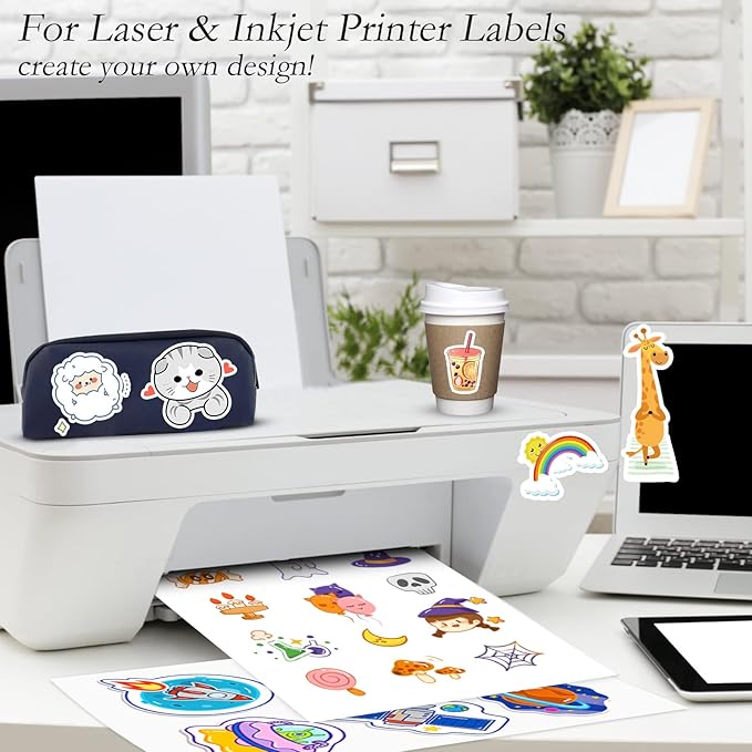 NefLaca 100 Full Sheets Sticker Paper for Laser & Ink Jet Printers, 8.5" x 11" Full Sheet Address Shipping Label, 100 Sheets 100 Labels
