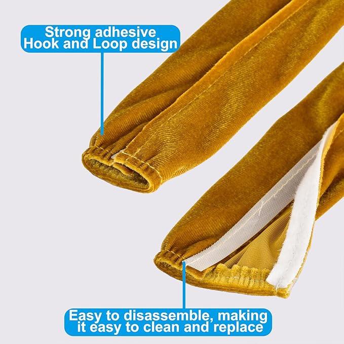 Fabric Cord Cover,2 Pack Touch Fasteners Gold Chandelier Chain Cover,3.28 Feet Brushed Polyester Fabric Flannel Cord Covers for Wires,Decorative Cord Hider Easy Install