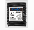 XINGO Black Zip Ties 4 Inch 2000 Pack,Small Zip Ties with 18lbs Tensile Strength, Self-Locking Nylon PA66 Cable Ties for Electronics Organizer, Home Office Garage Multiple Use