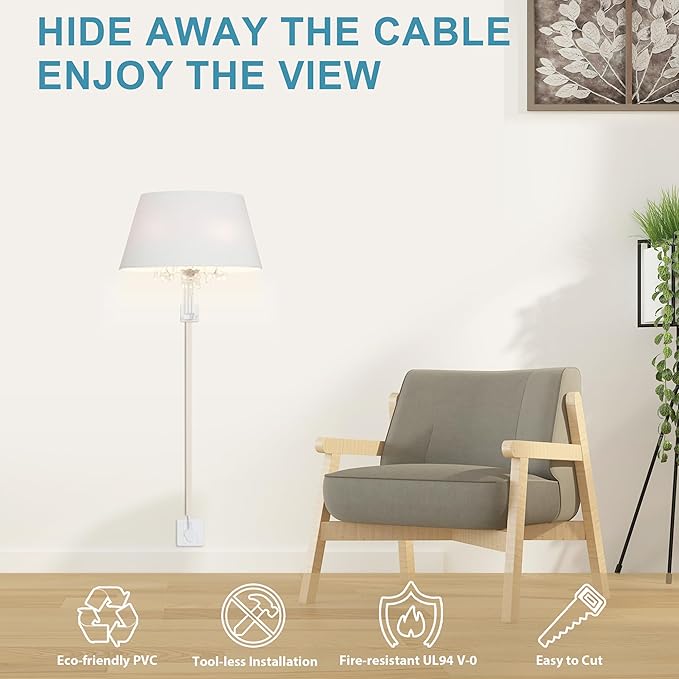ZhiYo Mini Cord Hider - 170in PVC Self-Adhesive Cord Cover for TV, Extension Cord & USB Wires - Beige Wall Cable Hider for Wall Mounted TV - Seamless Connection