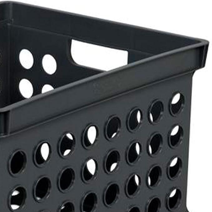Sterilite Stackable Plastic Storage Crate Bin Organizer File Box with Handles for Home, Office, Dorm, Garage, or Utility Organization, Black, 24-Pack
