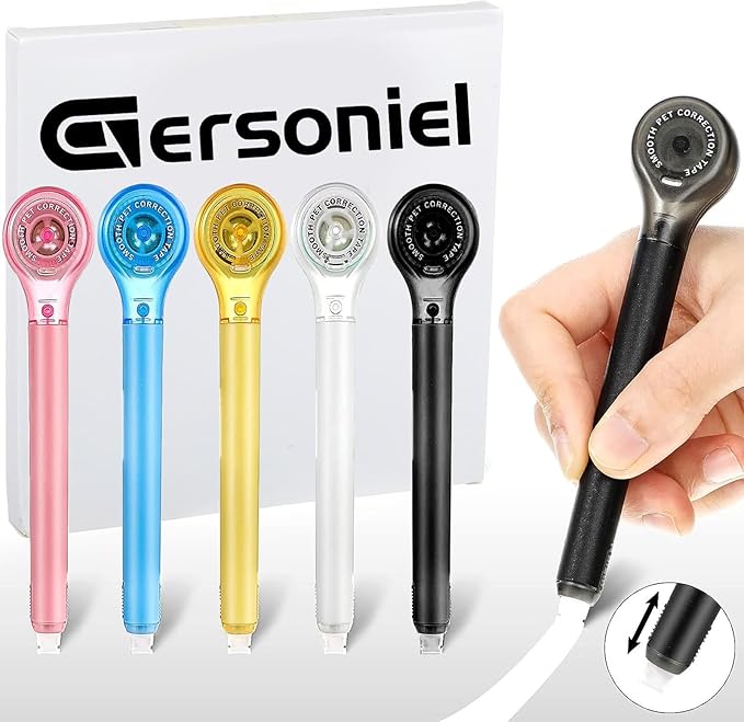 Gersoniel 25 Pack Correction Tape Pen Correctional Ink Tape Push Pull Protective, Easy to Use Applicator for School Office Supplies, 0.2 x 236 Inch (Bright Colors)