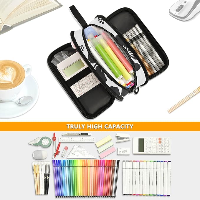 Tropical Hawaiian Hibiscus Flowers Pencil Case Box Boys Girls Large Pencil Pouch Zipper Compartments Big Capacity Stationery Pen Bag for Kids Teens Adults School