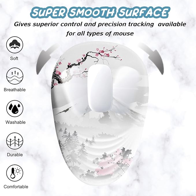 Ergonomic Mouse Pad with Wrist Support, Japanese Sakura Mouse Pad Wrist Rest Design and Non-Slip PU Base, Desktop Mousepads for Pain Relief, Desk, Computer, Office & Home, Fujiyama