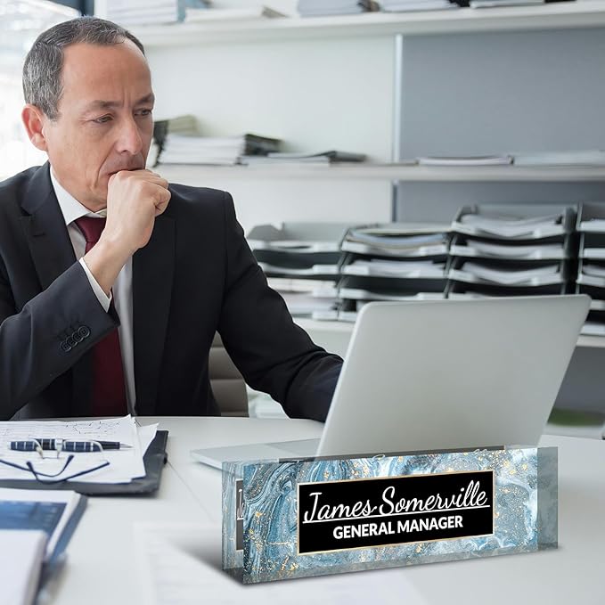 Desk Name Plate Personalized, Custom Name Plate for Desk, Acrylic Desktop Accessories, Office Gift & Decor for Women Men, Teacher Nurse Boss Employee Appreciation Gifts