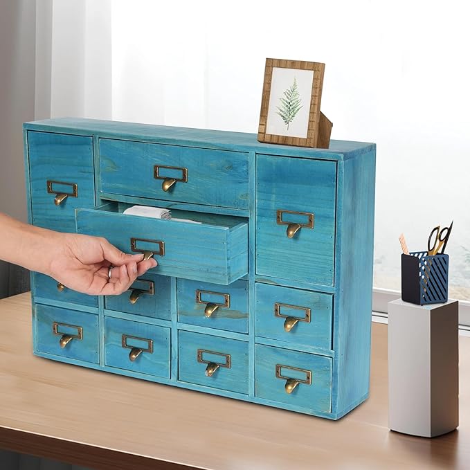 Vintage 12-Drawer Storage Cabinet – Multipurpose Desktop Organizer for Office, Craft & Home