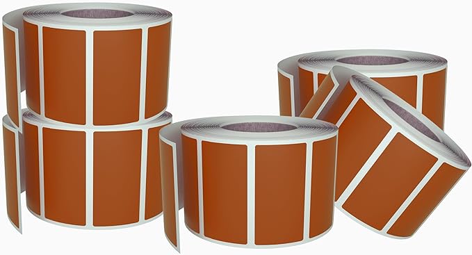 Brown Sticker Label Rolls 1.57 x 0.75 inch, 5 Rolls- 2500-Pack, Rectangular Easy Write Labels 40mmx19mm by Royal Green