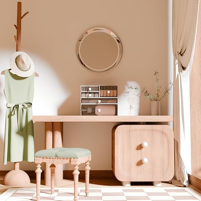 Desk Organizer Set, White & Clear Stackable Dustproof Storage Boxes for Desktop, Office, Bathroom, DIY Craft & Vertical Space Saving, Perfect for Makeup, Stationery Organization (5 Drawer)