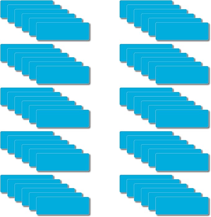 Magnetic Dry Erase Magnets Labels 3x1 inches, Reusable Name Tags, Organizing Schedules in Office/Classroom. Work on Fridge/White Board (Cyan 60Pcs)