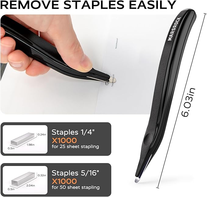 Desktop Stapler, Swing-Arm Swivel Stapler, 50 Sheet Capacity, 2000 Staples and Staple Remover, Rotatable Heavy Duty Staplers for Office, Home, Classroom, Booklet, Book Binding,Black