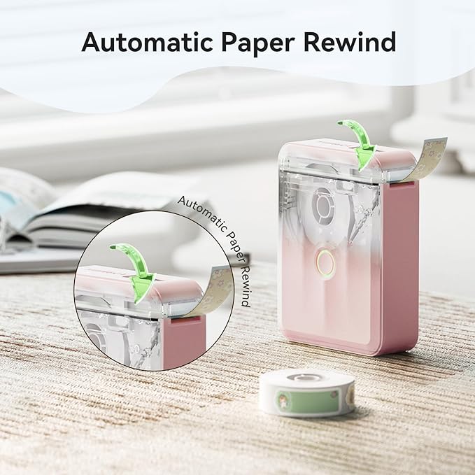 NIIMBOT D110 Upgraded Version Mini Label Maker Machine with Tape, Portable Bluetooth Thermal Printer, Sticker Labeler with Multiple Templates for Office Organization Home Kitchen School, Pink