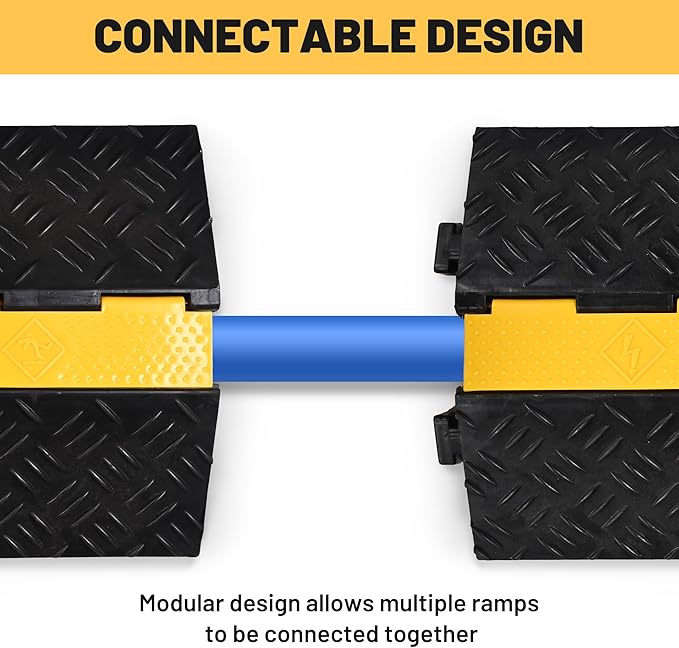 Yescom Cable Ramp Protector 1 Channel Garden Hose Protecitive 44000 Lbs Load Capacity Heavy Duty, 39.37"x22.83"x4.72" Speed Bump for Road, Driveway, Walkway and Commercial Use