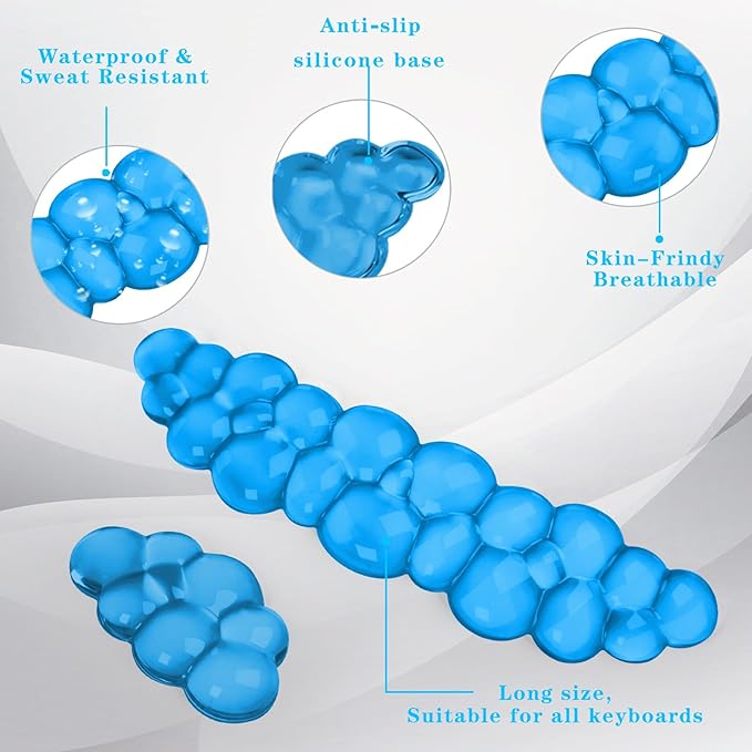 Gel Cloud Keyboard and Mouse Wrist Rest, Cute Wrist Support and Arm Support Keyboard Rest for Keyboard and Mouse Typing Pain Relief，Suitable for Office/Computer/Laptop/Gaming (Blue)