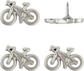 Bicycle Push Pins - Silver Metal Bike Pins - for Cork Board, Maps, or Lapel Pin Use - Designed in USA - Set of 4