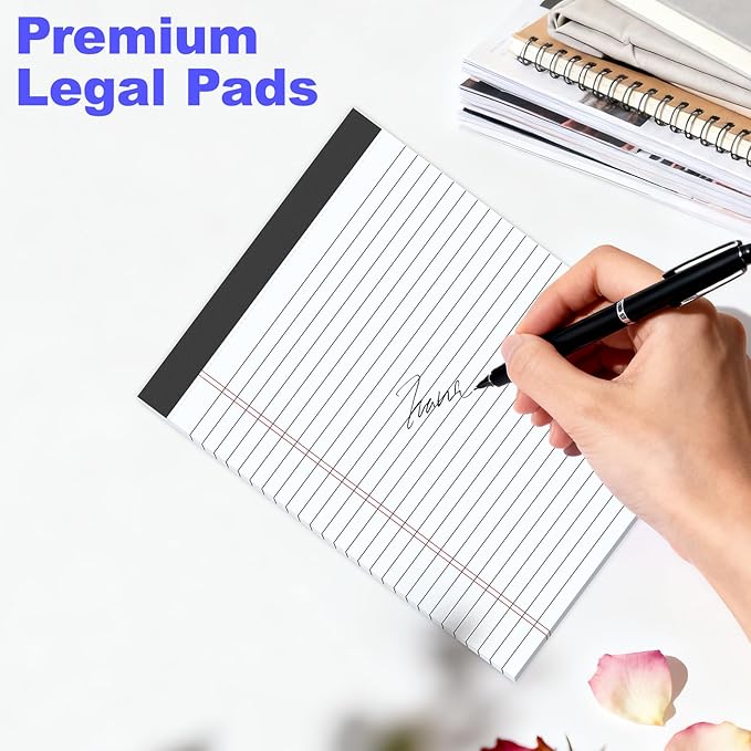 Gehanfai 3 Pack White Legal Pads 8.5 x 11 Inch, Wide Ruled Notepads Lined Memo Note Pads, 8.5x11 Inch Micro Perforated Writing Pads 30 Sheets Per Pad for Work Study Daily Note Taking List