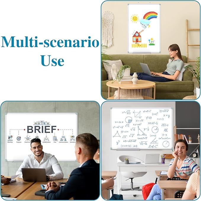 Lockways White Board Dry Erase Board 36 x 24 Inch, Magnetic Whiteboard 3 x 2, Silver Aluminium Frame for School Office and Home