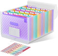 ThinkTex 26 Pockets Expanding File Folders, Accordion File Organizer with Expandable Cover, Monthly Bill Receipt Documents Organizer, A-Z Colorful Tabs, Letter/A4 Size - Purple