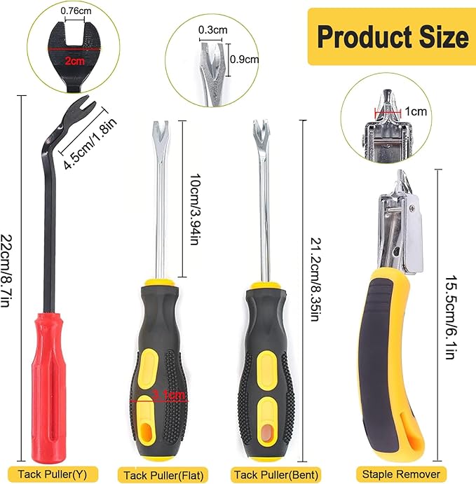 CLcsfwk 4Pcs Upholstery and Construction Staple Remover with Tack Puller Tool, Nail Puller, Carpet Nail Remover, Heavy Duty Staple Puller Remover, for Furniture Floor Wooden Case Carton Photo Frame