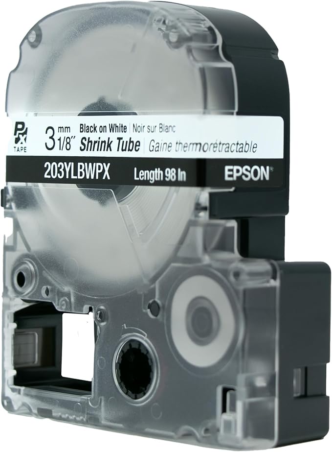 LABELWORKS Epson LW-PX700PCD Industrial Label Maker Kit and 203 Heat Shrink Tube AWG 16-22, 1/8" (3MM) Wide, 8 ft (98") Bundle