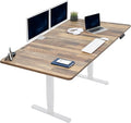 VIVO Electric 71 x 36 in Dual Motor Sit Stand Desk, Memory Height Adjustment, 2B Series, Reclaimed Wood Top White Frame, DESK-KIT-2W7P-36