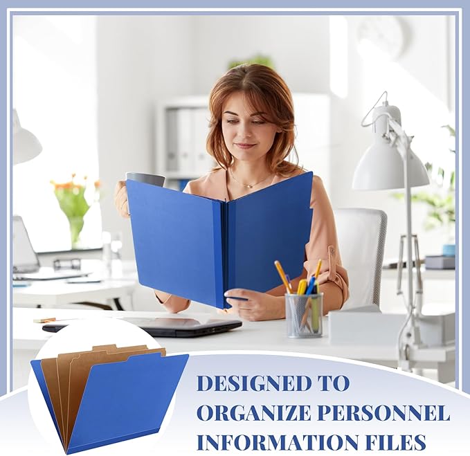 Skyygemm 48 Pcs Classification Folders Letter Size, 3 Divider Pressboard File Folder with Fasteners, Expanding File Organizer Bulk for Teachers, Clergy, Office, Church, Christmas Donations (Dark Blue)