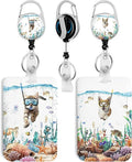 2 Pack Funny Diving Cat&Dog ID Badge Holder with Heavy Duty Retractable Reel Keychain for WomenStudents,Teachers, Nurses, Office Use