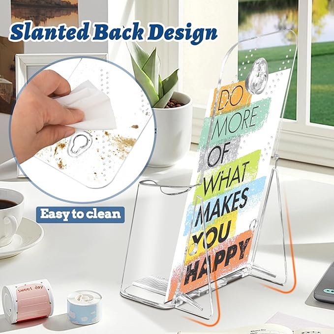 6 Pack 4 inches Brochure Holder Stand, Acrylic Pamphlet Display Stand, Plastic Table Stand Sign Holder with Slant Back Design for office, Store, Booklet, Document, Literature