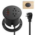 QBA Recessed Power Grommet with USB Data Transfer, Desk Charging Station with USB-C 35W，2 AC Outlets, 3 Inch Flush Mount Power Outlet for Home Office Furniture