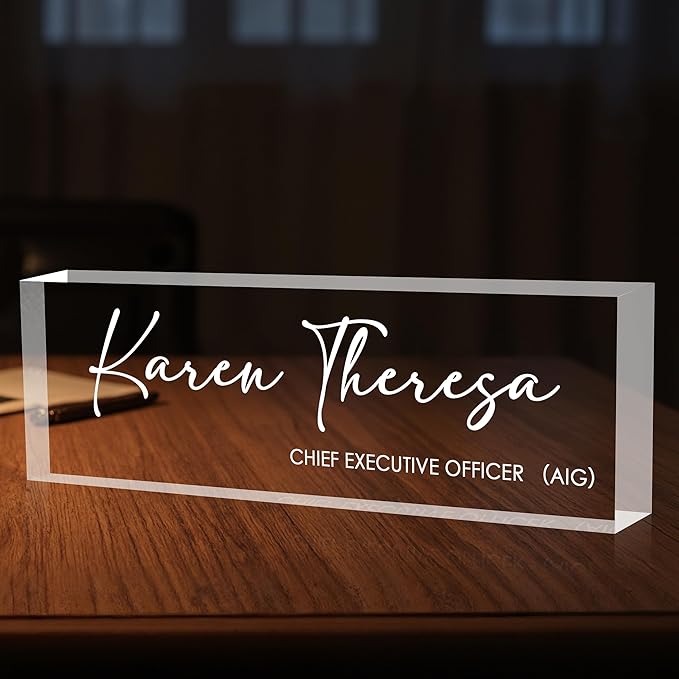 Custom Office Name Plate for Desk, Desk Name Plate Personalized, Personalized Gifts for Women, Appreciation Gifts for Employee Coworkers Boss Teacher, Office Accessories (Engrave Text)