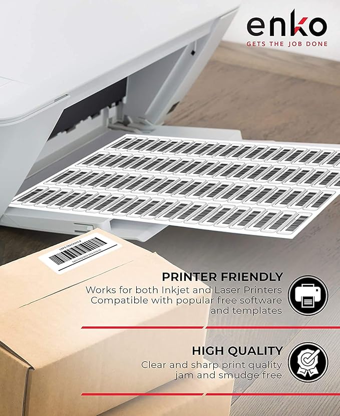 enKo 8-1/2 x 11 Inch Label - White Blank - 1 Per Sheet Full Shipping Address Labels for Laser Inkjet Printer (100 Sheets, 100 Labels)
