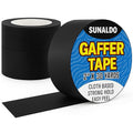 Gaffers Tape Heavy Duty, Easy to Rip, Residue-Free Professional Grade Floor Tape for Electrical Cords, Matte Finish Non Reflective, Weather Resistant (3, Black, 2" x 30 Yards)