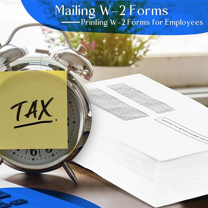 Sayglossy 500 Pcs W2 Envelopes 2025 Double Window Self Sealed Tax Security Envelopes, 9-1/4" X 5-5/8"