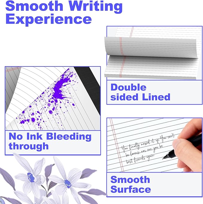 Gehanfai 3 Pack White Legal Pads 8.5 x 11 Inch, Wide Ruled Notepads Lined Memo Note Pads, 8.5x11 Inch Micro Perforated Writing Pads 30 Sheets Per Pad for Work Study Daily Note Taking List