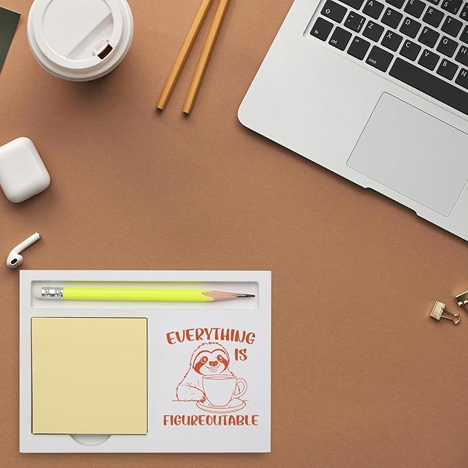 Inspirational Everything is Figureoutable Sloth Note Holder, Cute Motivation Desk Organizer for Teacher Coworker Friend, Encouragement Gift for Office School Home Note Pad Holders KBB01