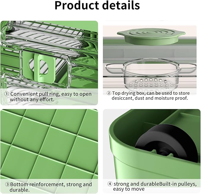 3 PACK Stackable Storage Bins, 50 Liters Closet Organizers with 3 Lids, Wheels, Drawers, Foldable Collapsible Box for Clothes and Camping Out Doors Bins, Mixed Color